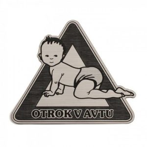 Magnetna nalepka otrok v avtu srebrna